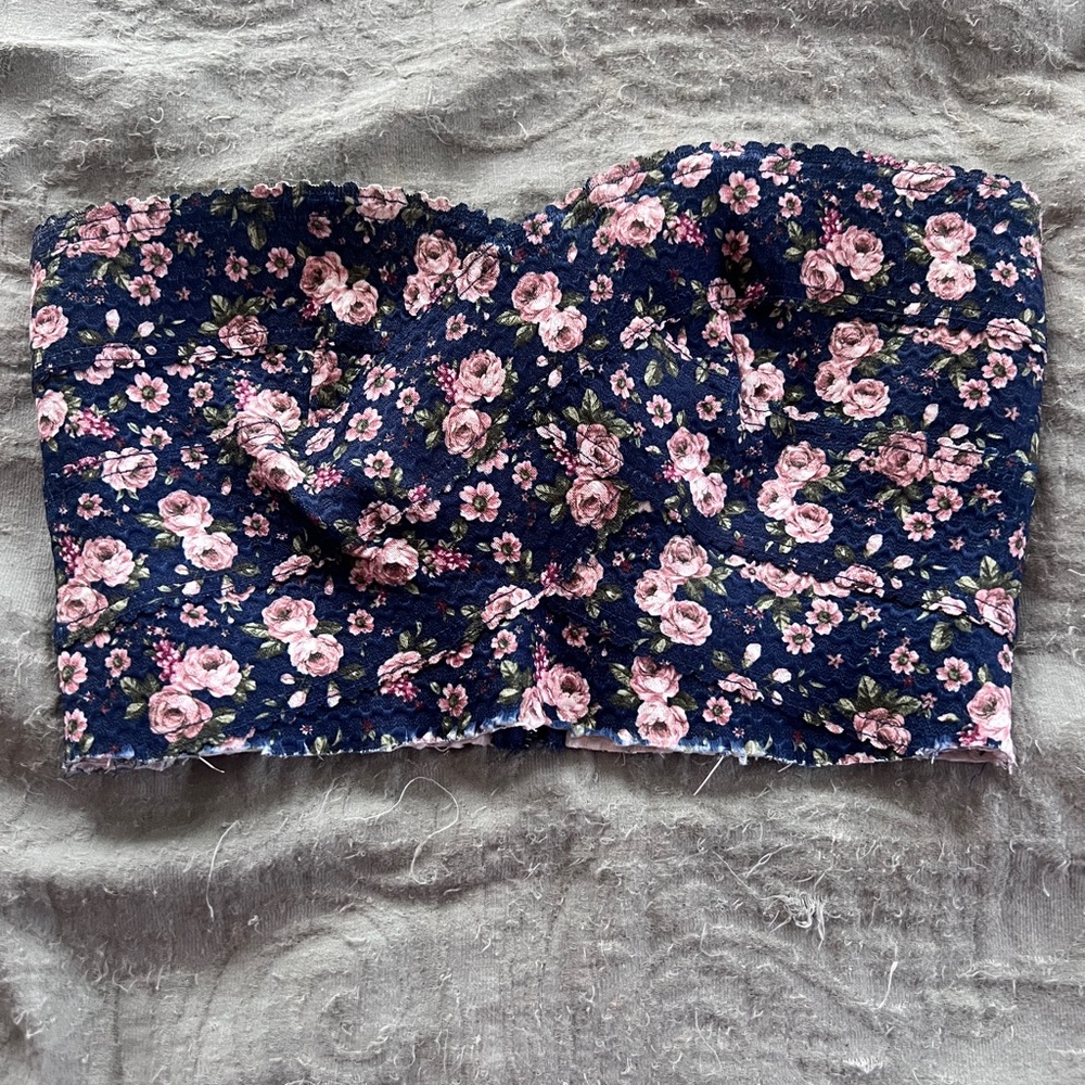 Sans Souci Floral Corset Crop Top Boho Cottage Fairy Garden Women’s Medium